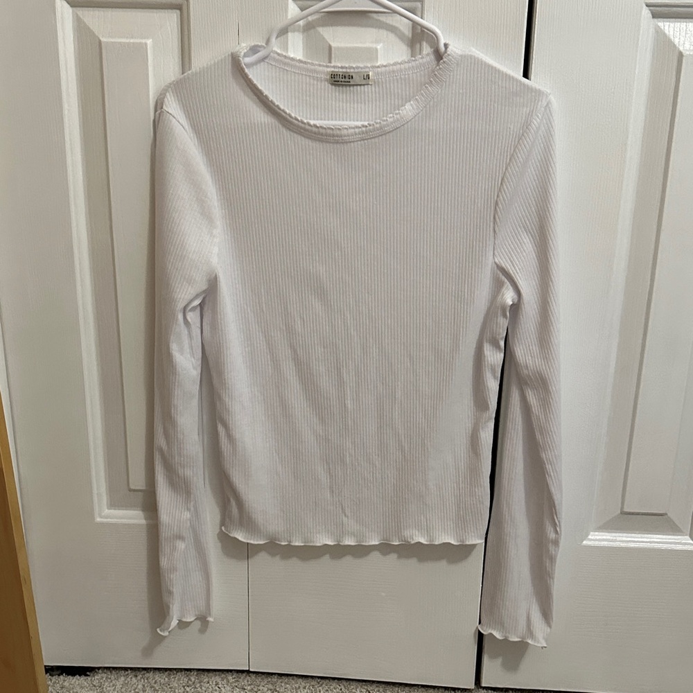 White Cotton On Ribbed Long Sleeve Top
